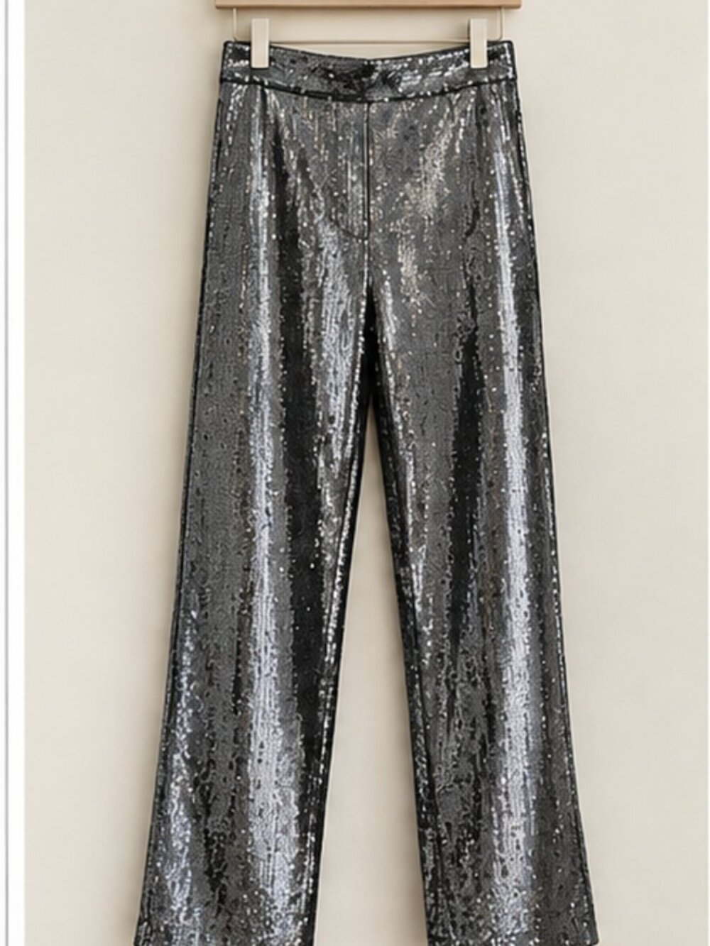 Samsøe Samsøe Silver Sequin Wide Leg Pants Size 10 NWOT
